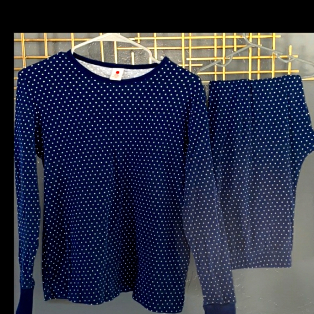Navy and White polka dot PJ set